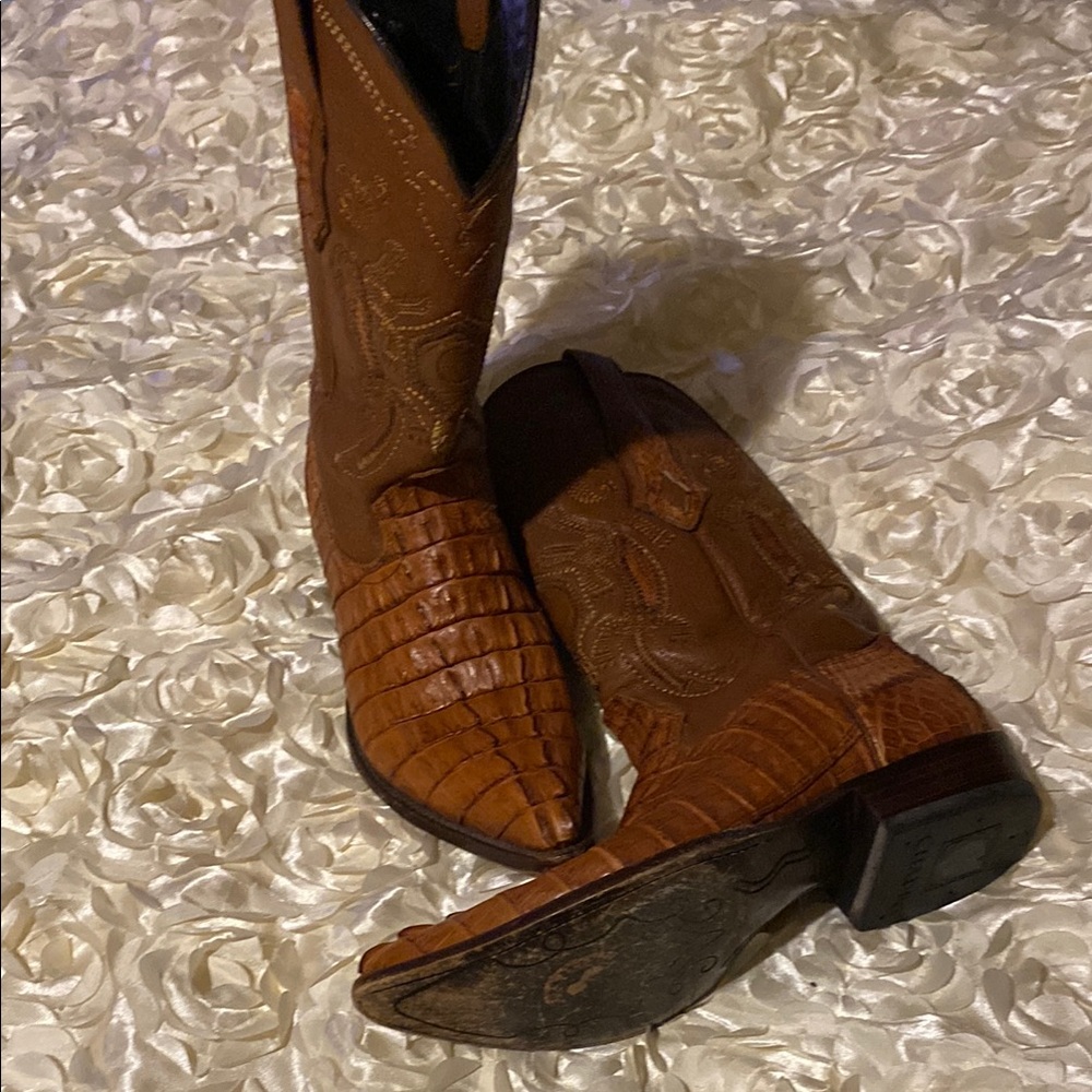 Men's Brown Leather Western Boots - Picture 2 of 10